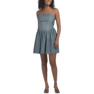 RE/DONE Chambray Gathered Mini Dress